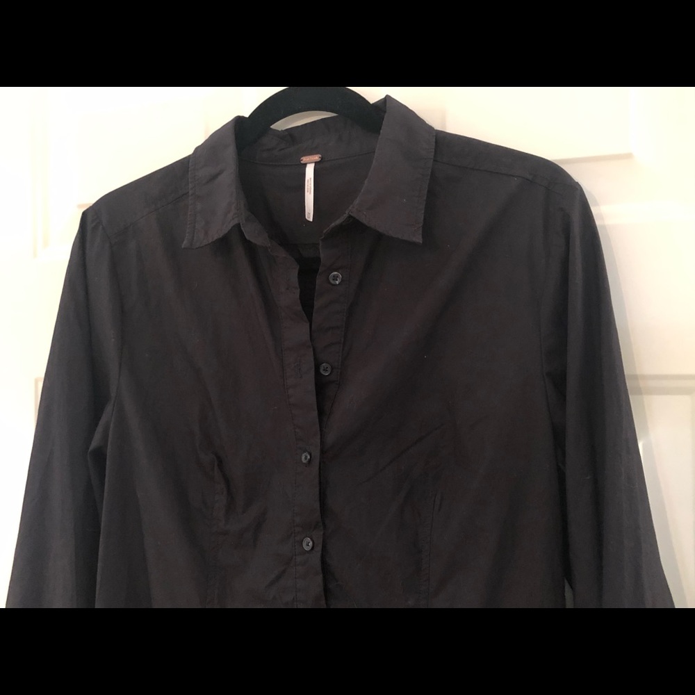 Free People Shirt Drop Waist Button Dress Sz M - Picture 2 of 11